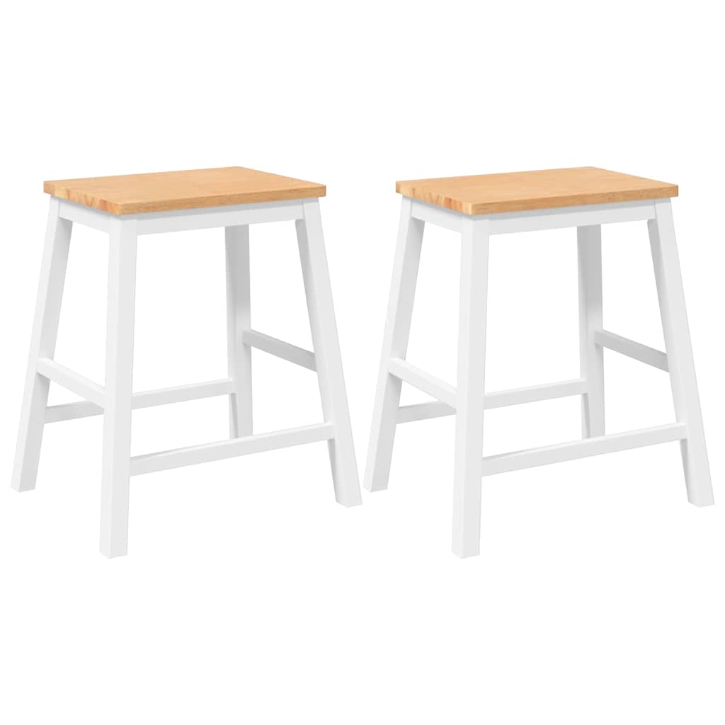 Barstoelen 2 st massief hout wit