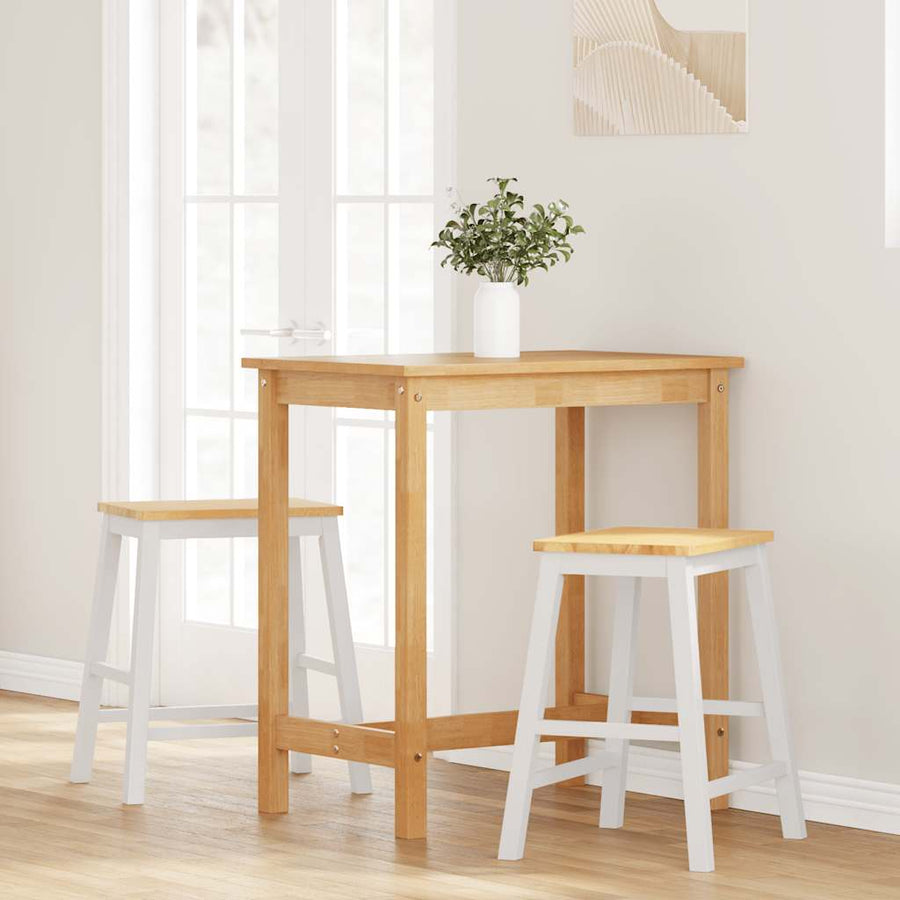 Barstoelen 2 st massief hout wit