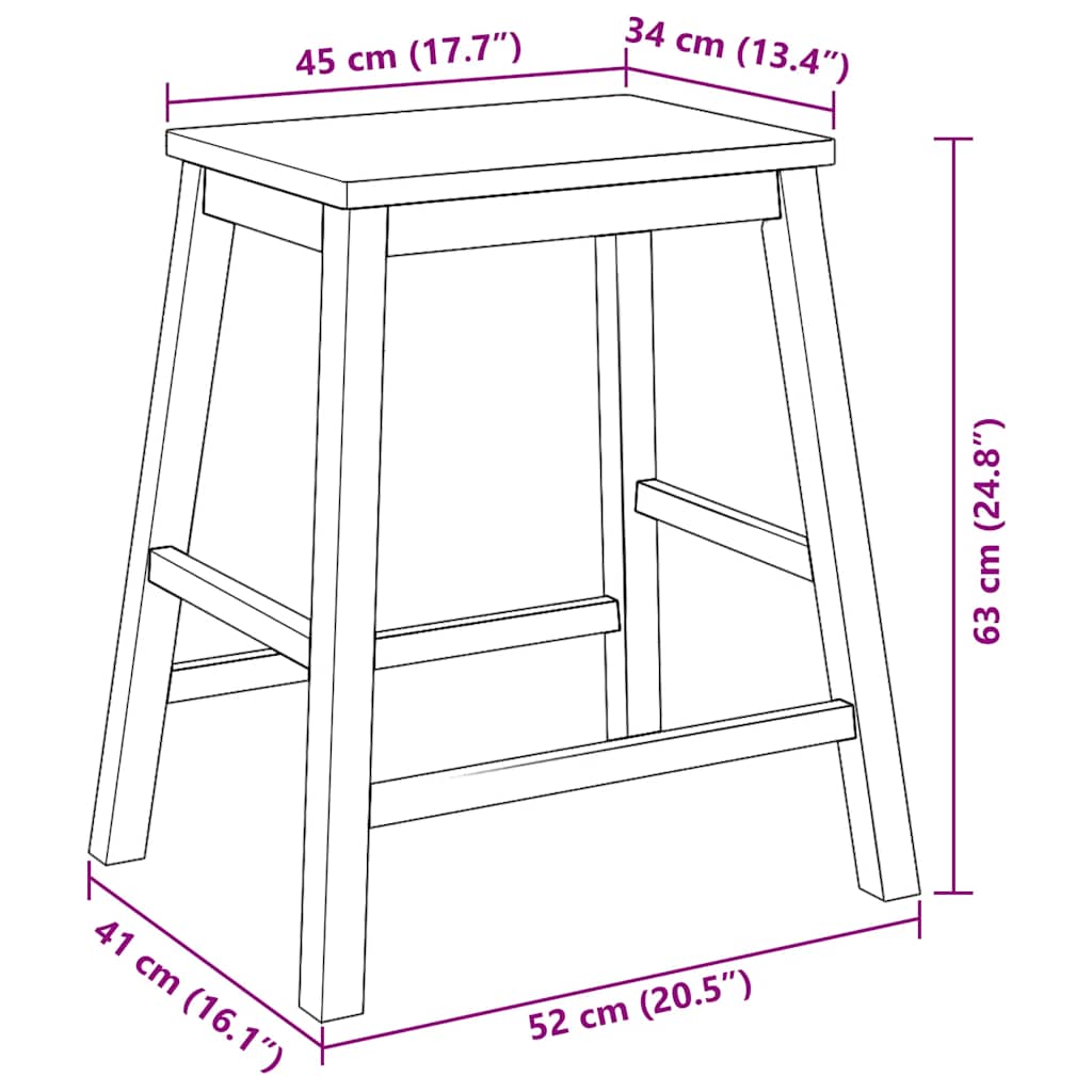 Barstoelen 2 st massief hout wit
