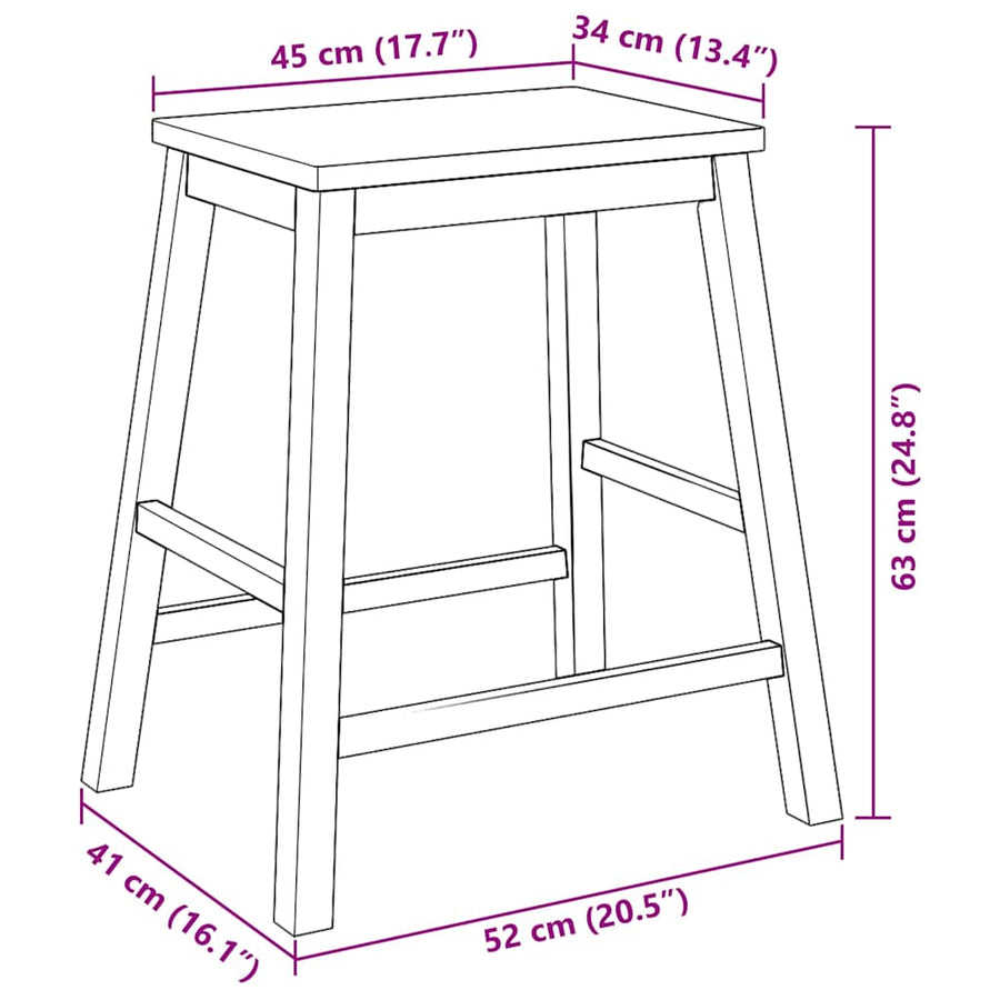 Barstoelen 2 st massief hout wit