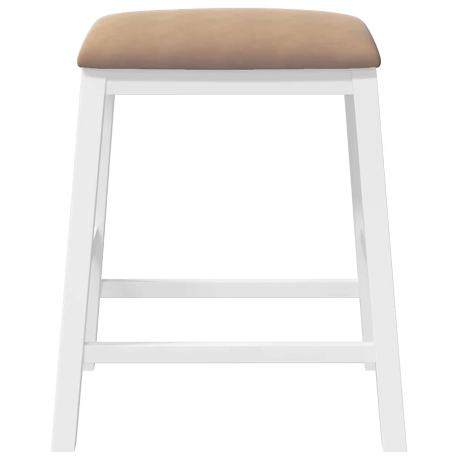 Barstoelen met kussens 2 st massief hout rubber wit