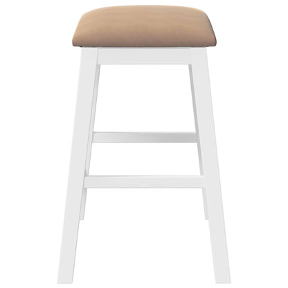 Barstoelen met kussens 2 st massief hout rubber wit