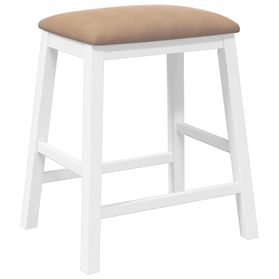 Barstoelen met kussens 2 st massief hout rubber wit