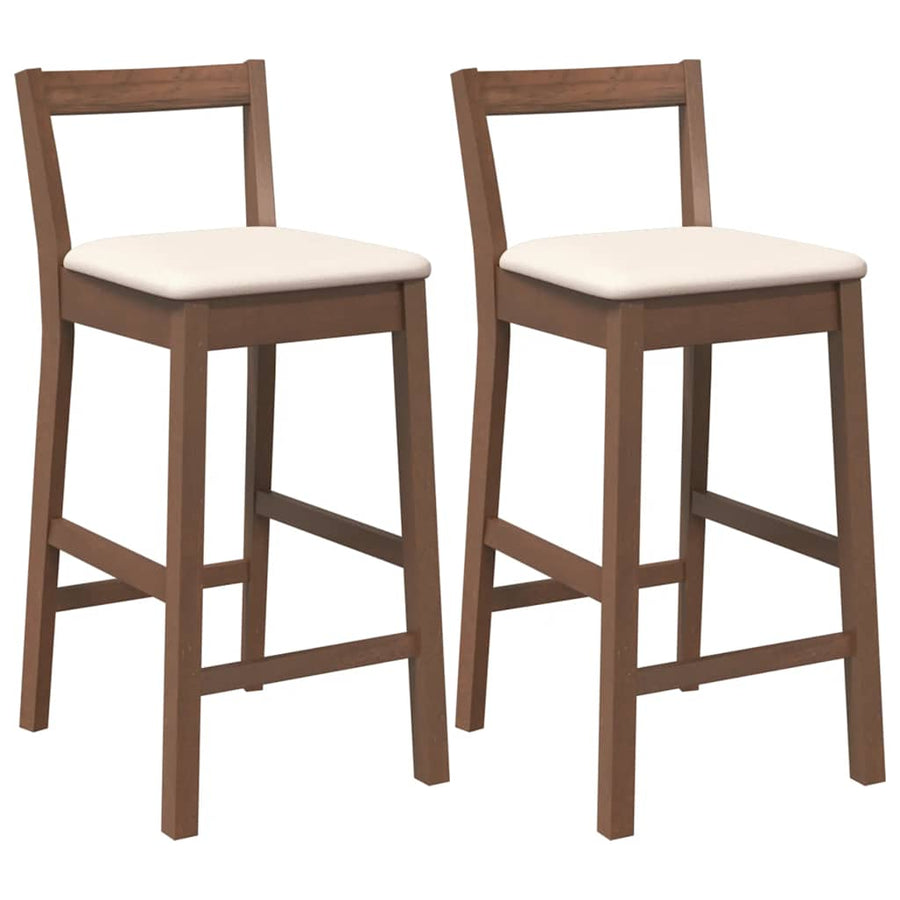 Barkrukken met kussens 2 stuks Bruin massief hout rubber