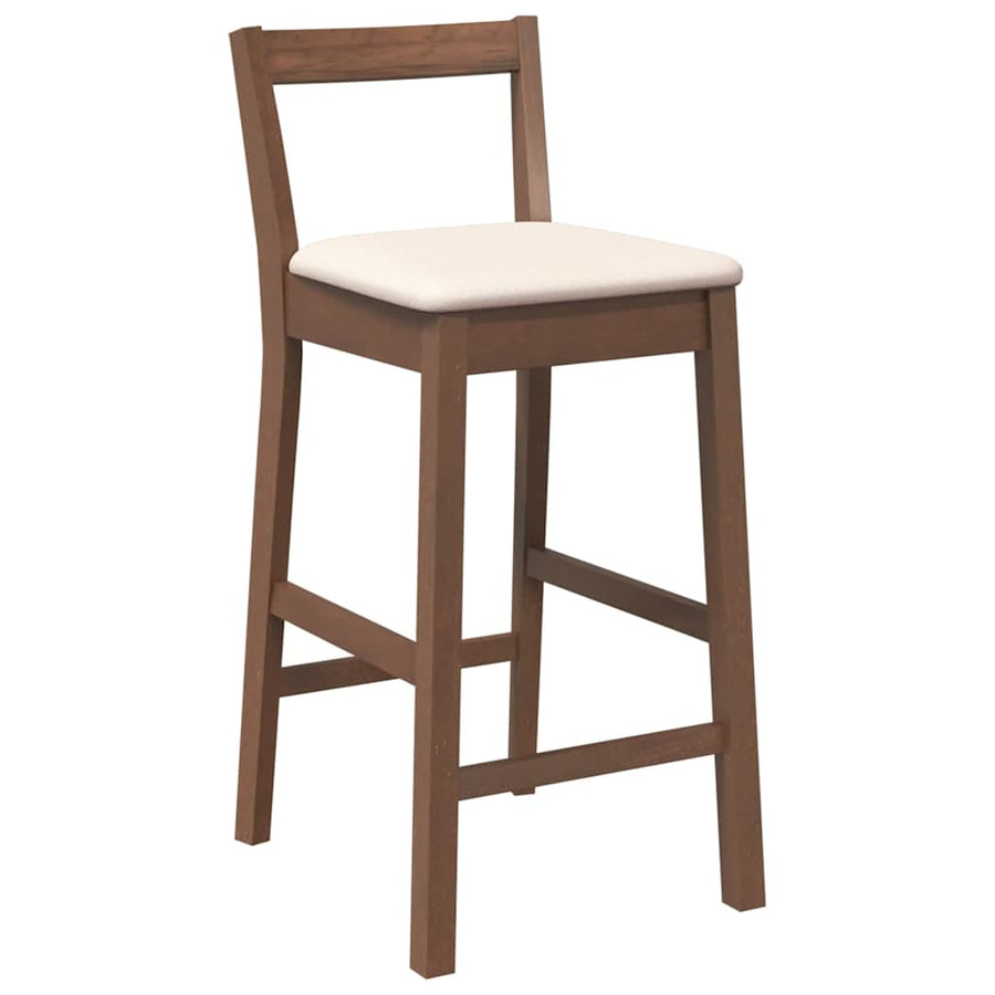 Barkrukken met kussens 2 stuks Bruin massief hout rubber