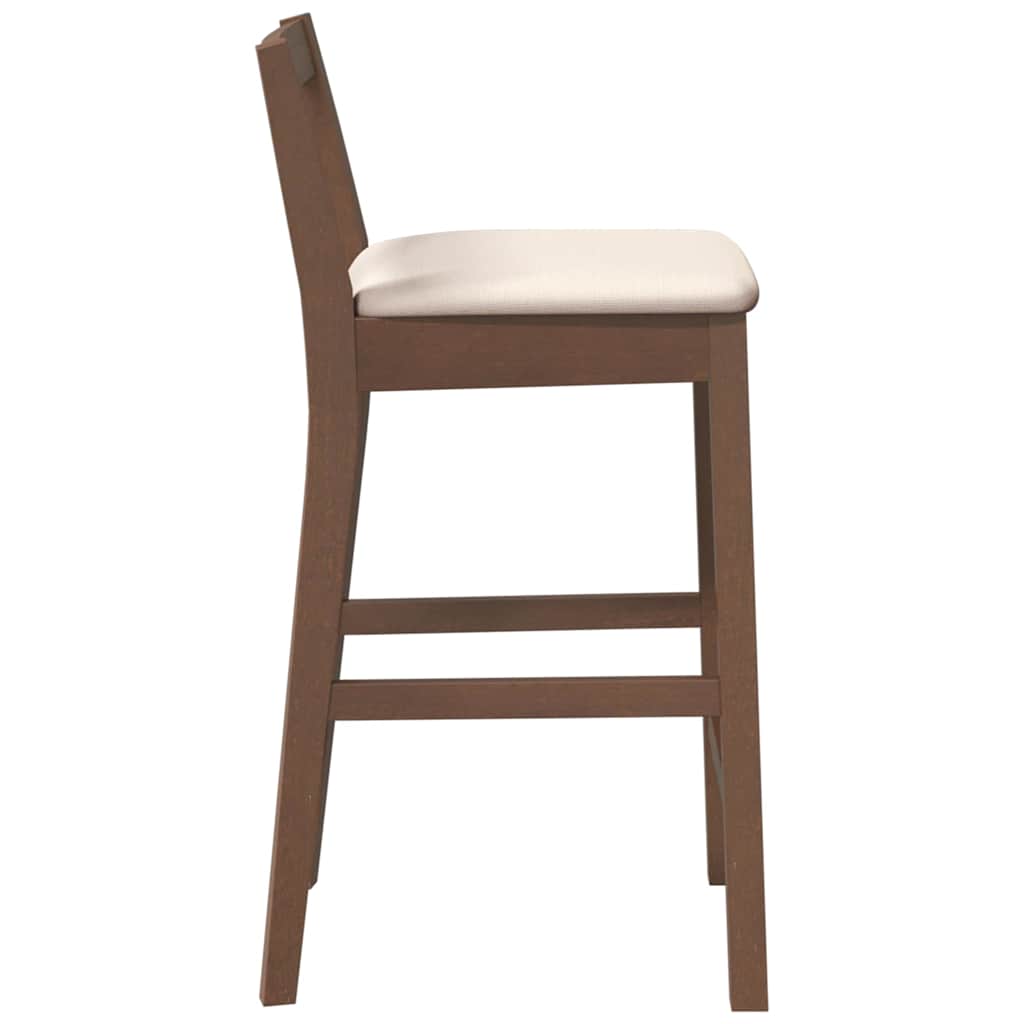 Barkrukken met kussens 2 stuks Bruin massief hout rubber