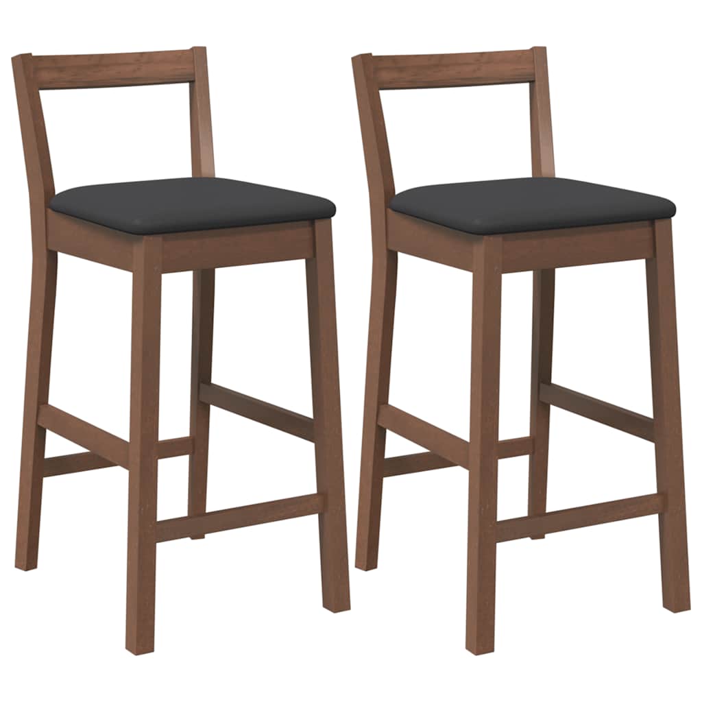 Barkrukken met kussens 2 stuks Bruin massief hout rubber