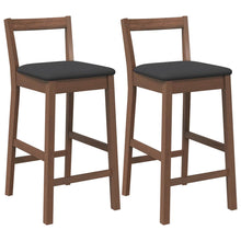 Barkrukken met kussens 2 stuks Bruin massief hout rubber