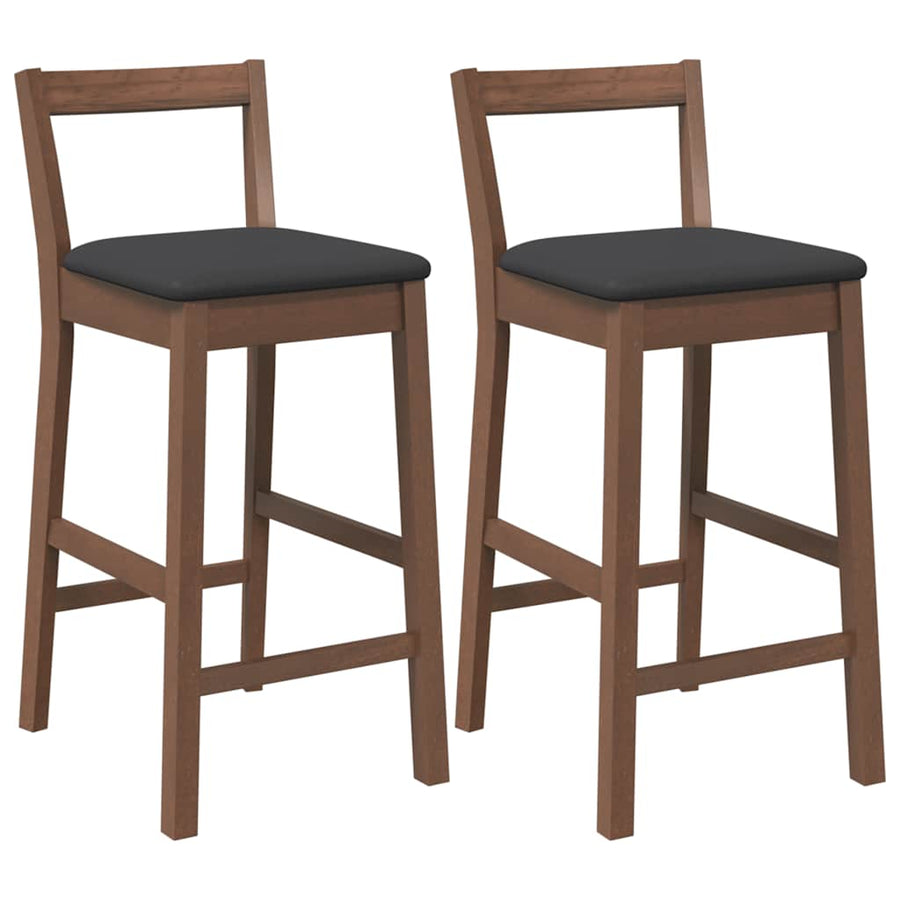 Barkrukken met kussens 2 stuks Bruin massief hout rubber