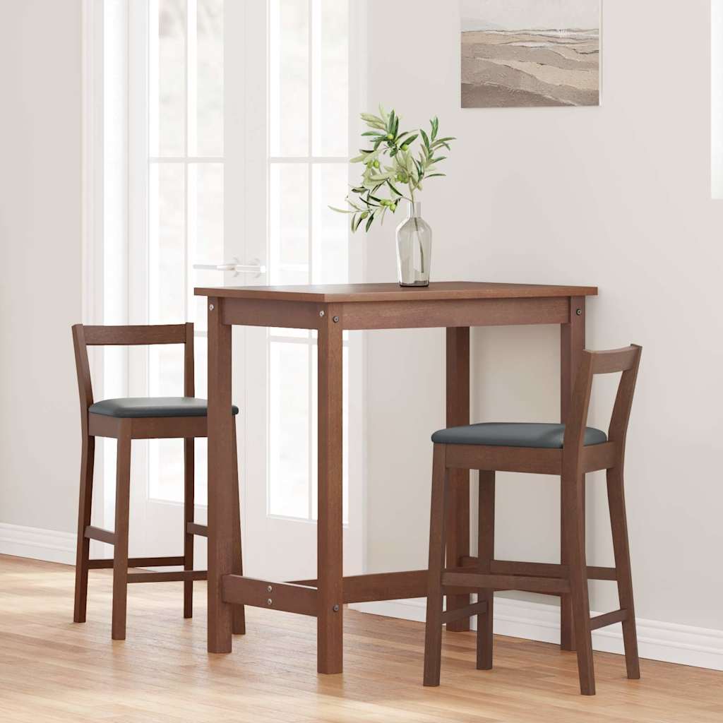 Barkrukken met kussens 2 stuks Bruin massief hout rubber