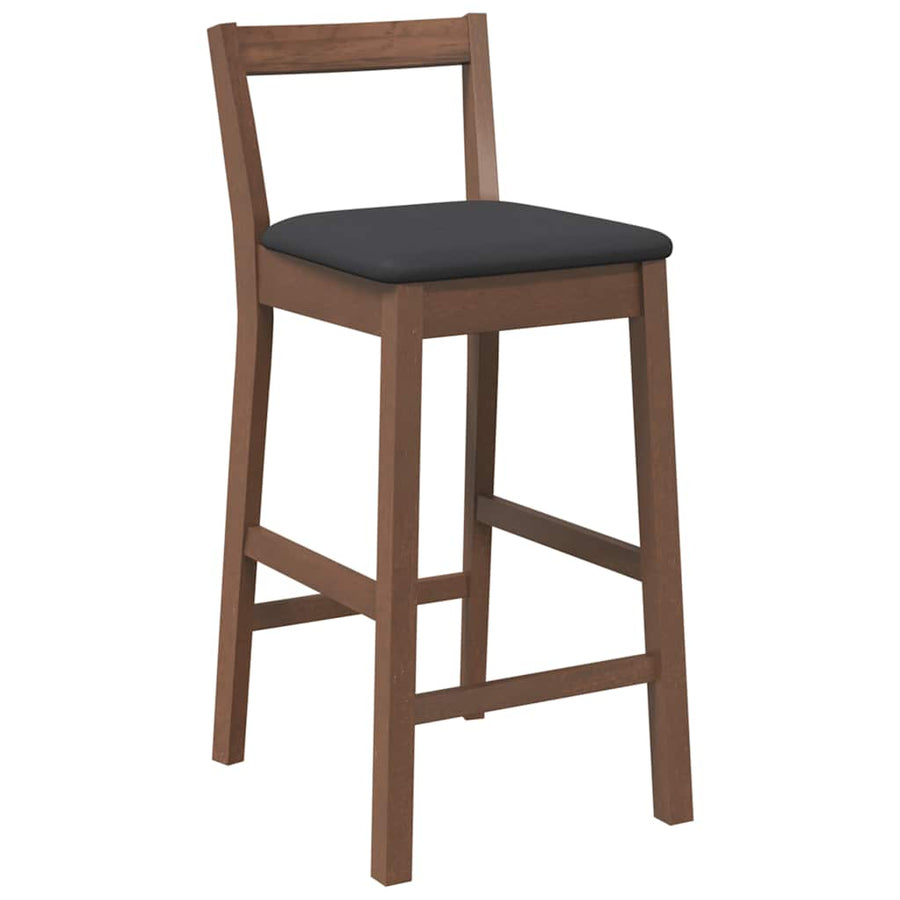 Barkrukken met kussens 2 stuks Bruin massief hout rubber