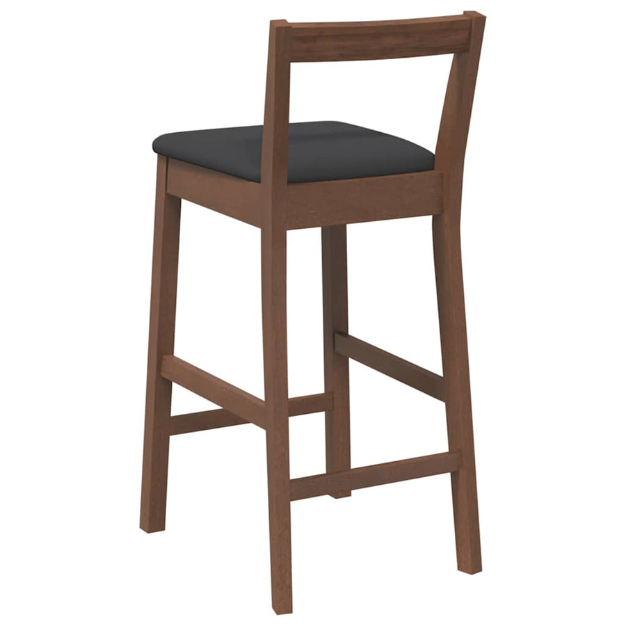 Barkrukken met kussens 2 stuks Bruin massief hout rubber