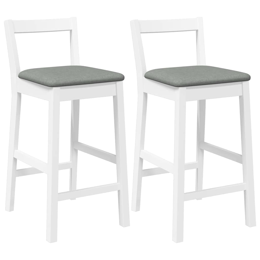 Barkrukken met kussens 2 stuks wit massief hout rubber