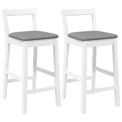 Barkrukken met kussens 2 stuks wit massief hout rubber