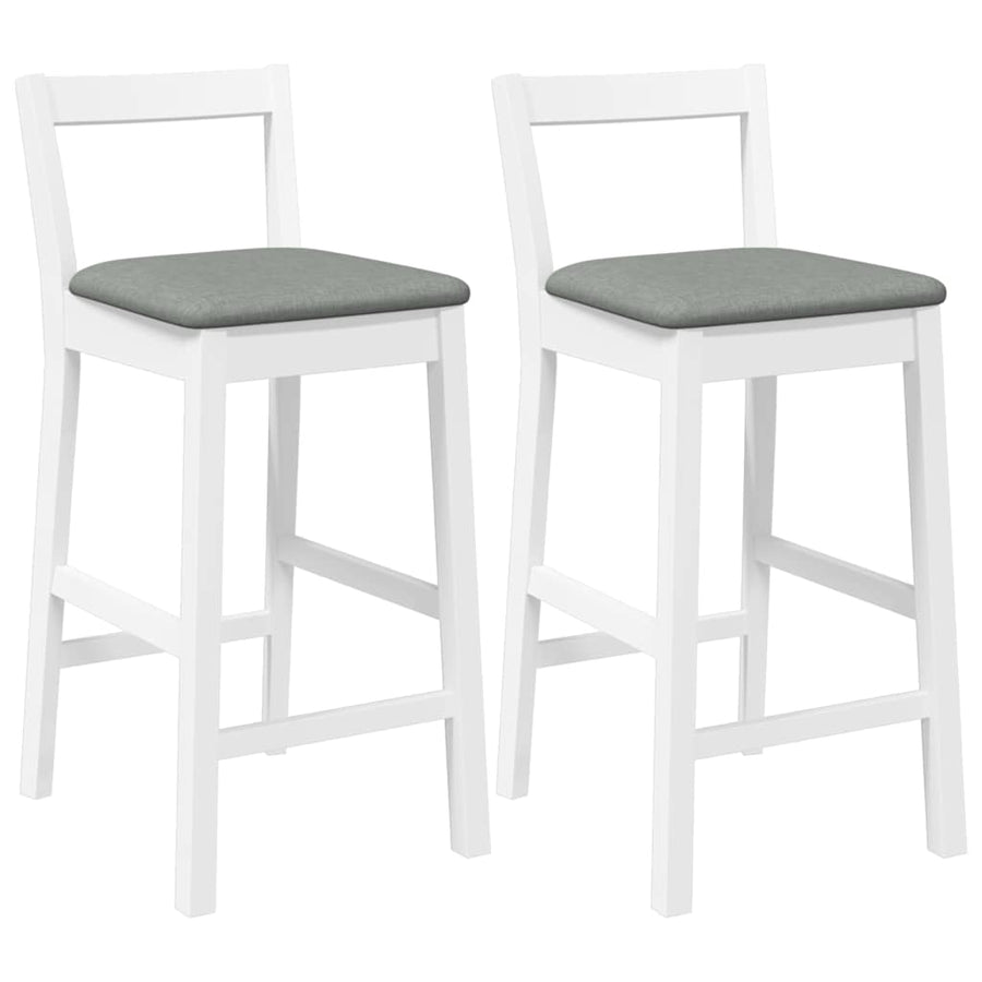 Barkrukken met kussens 2 stuks wit massief hout rubber
