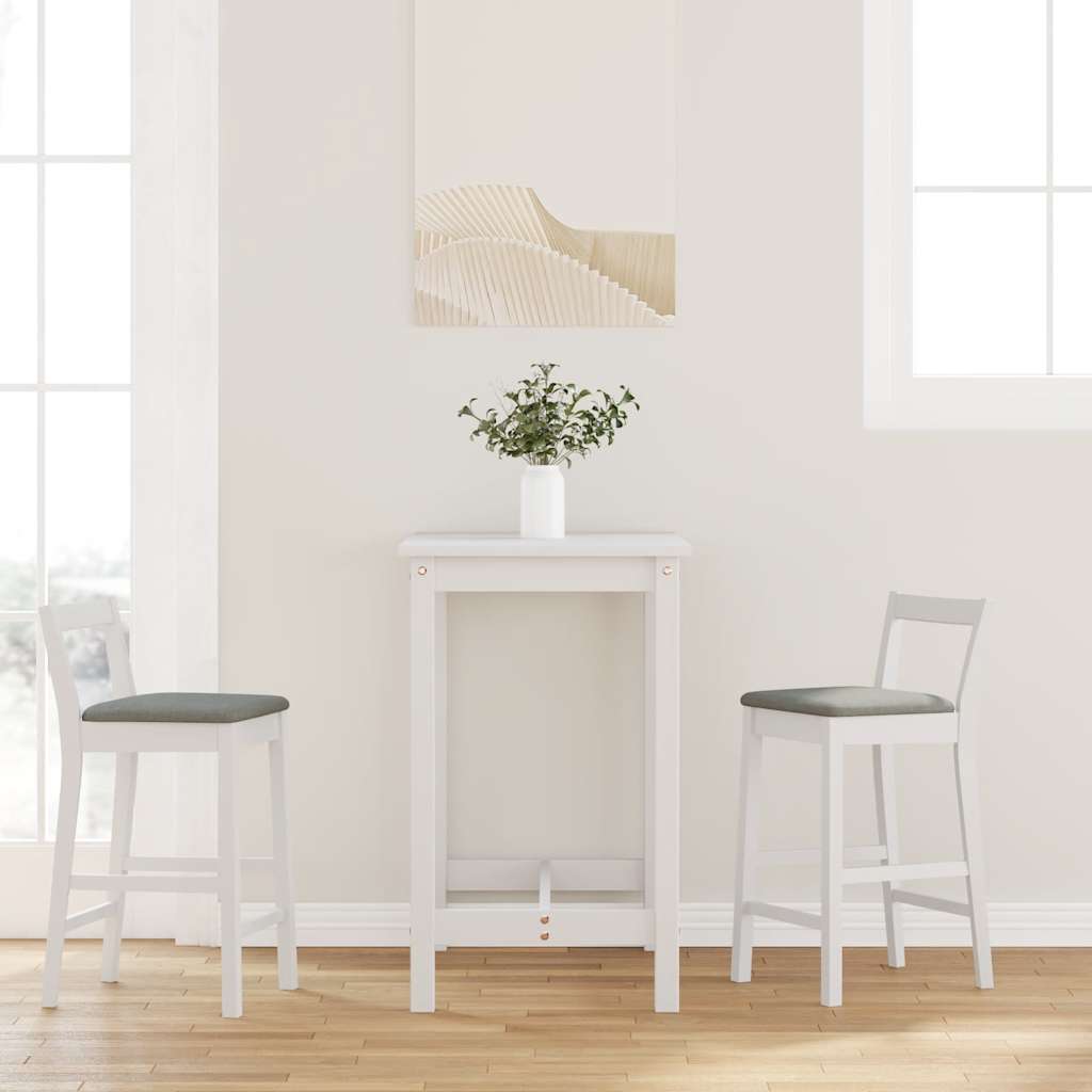 Barkrukken met kussens 2 stuks wit massief hout rubber