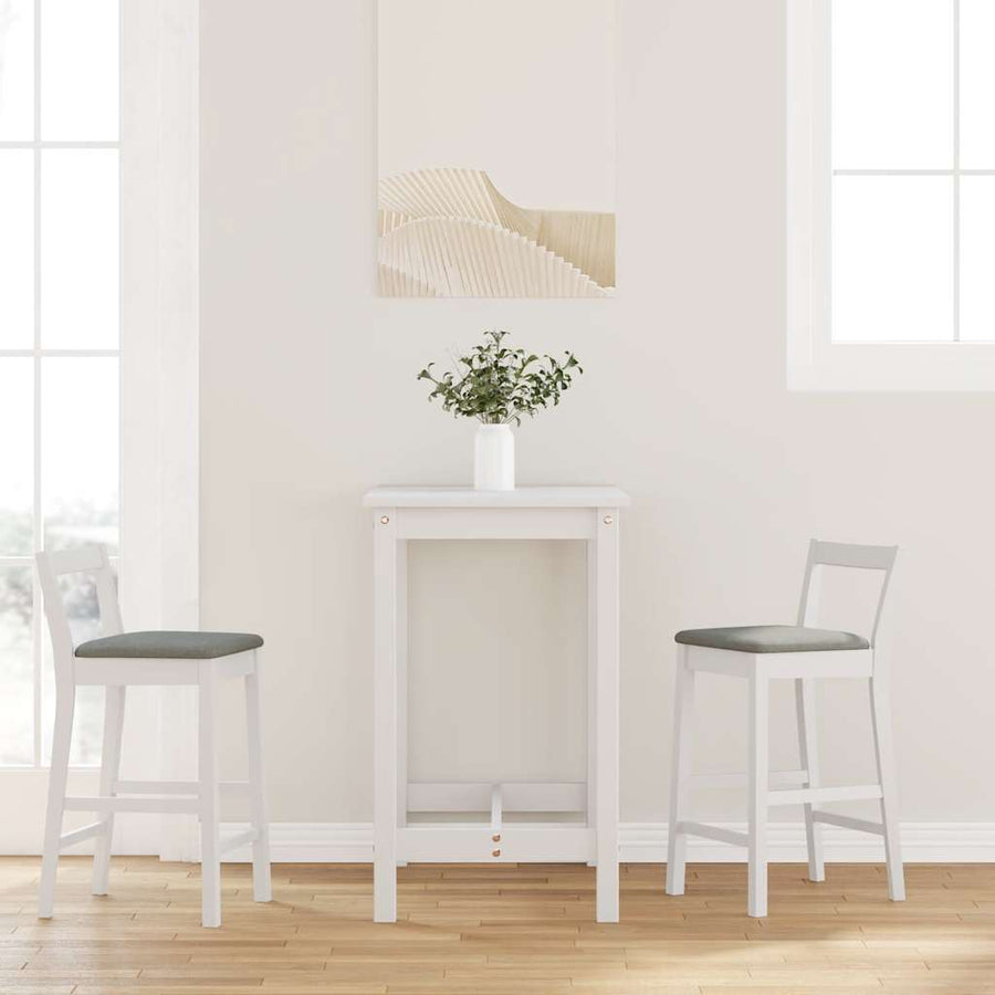 Barkrukken met kussens 2 stuks wit massief hout rubber