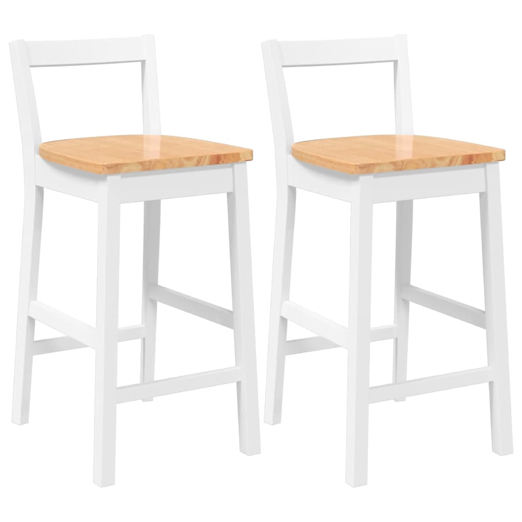 Barkrukken 2 stuks Wit Massief Hout Rubber