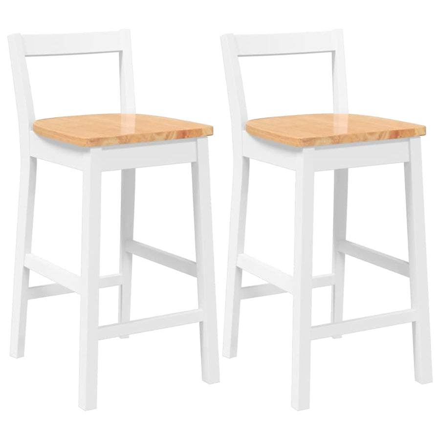 Barkrukken 2 stuks Wit Massief Hout Rubber