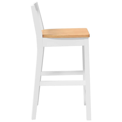 Barkrukken 2 stuks Wit Massief Hout Rubber