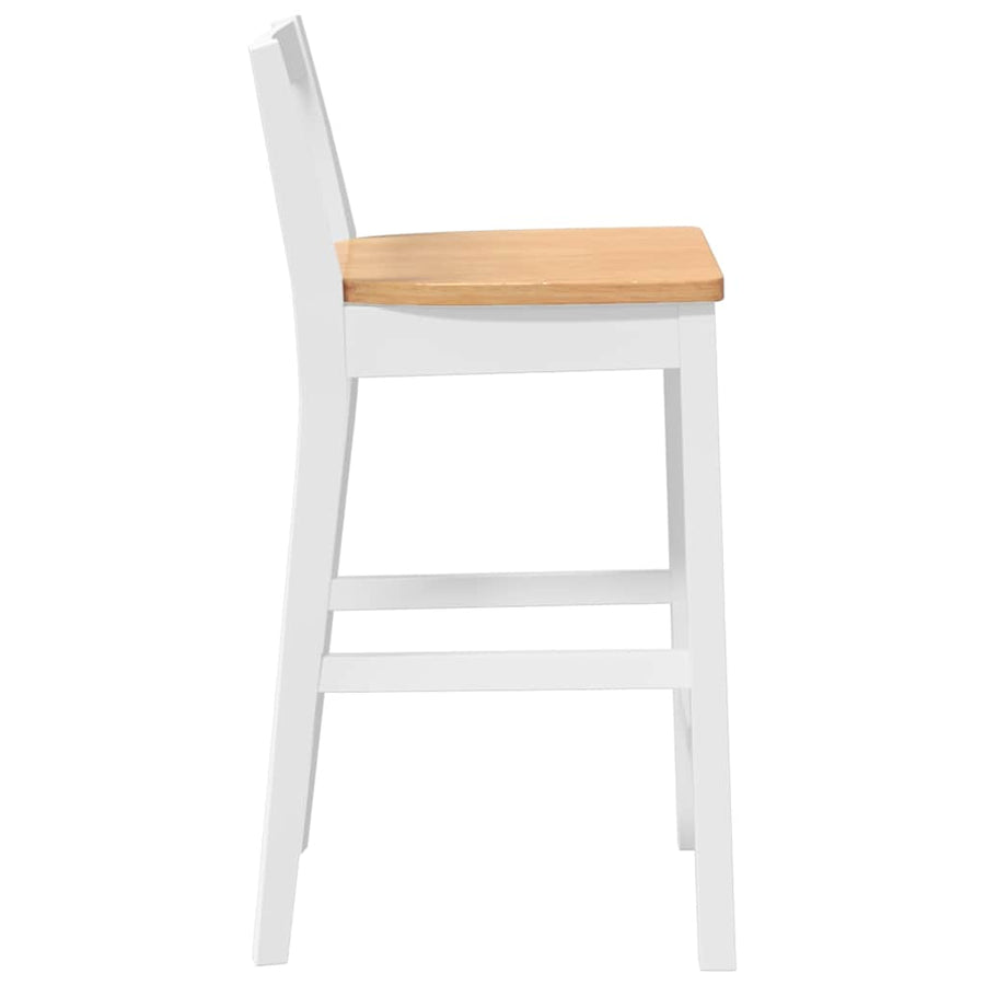 Barkrukken 2 stuks Wit Massief Hout Rubber