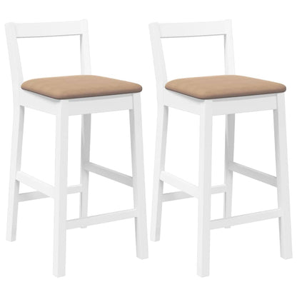 Barkrukken met kussens 2 stuks wit massief hout rubber