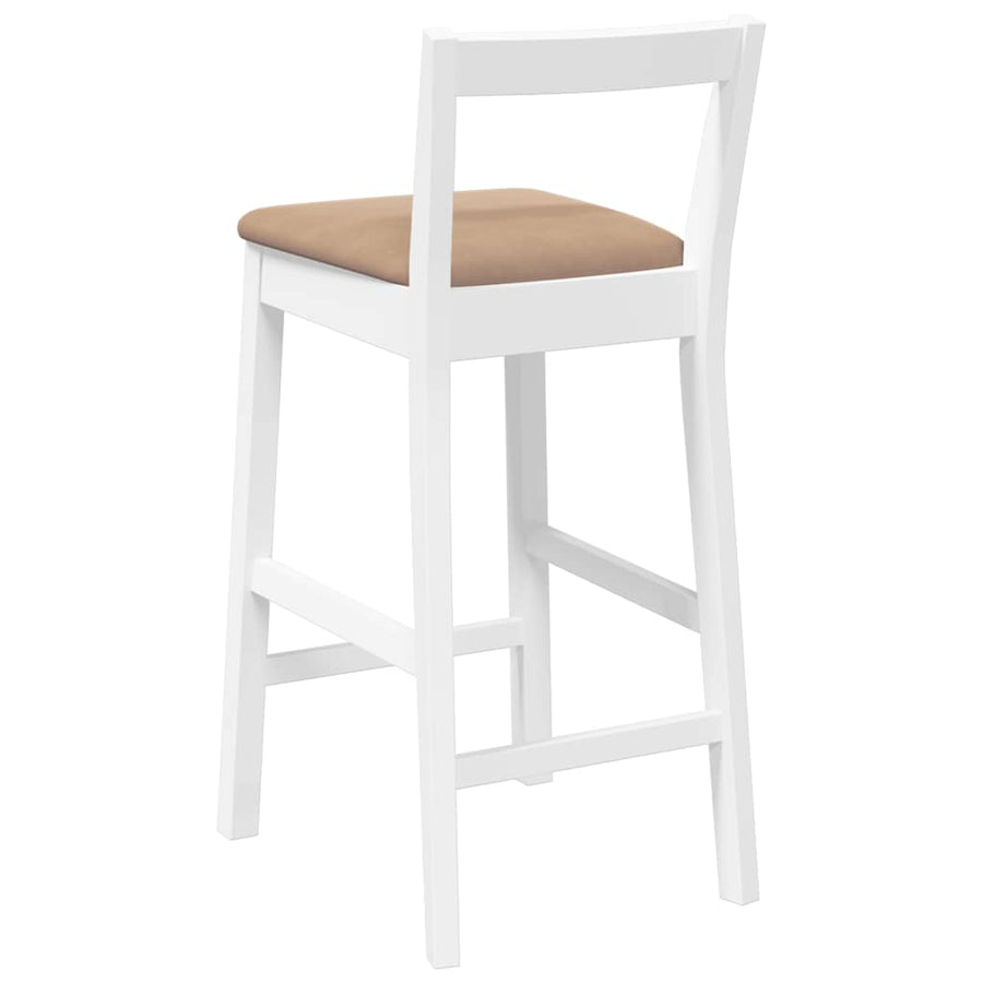 Barkrukken met kussens 2 stuks wit massief hout rubber