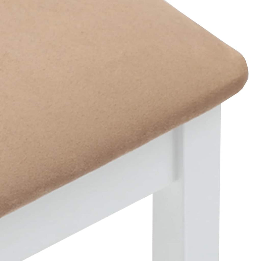 Barkrukken met kussens 2 stuks wit massief hout rubber