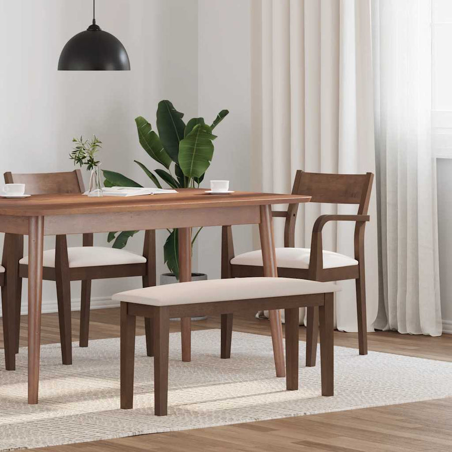 Bank 90 cm massief hout rubber bruin