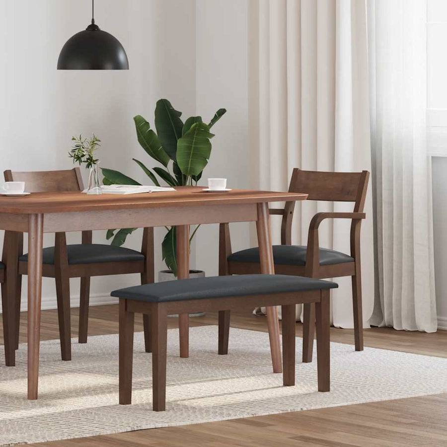 Bank 90 cm massief hout rubber bruin