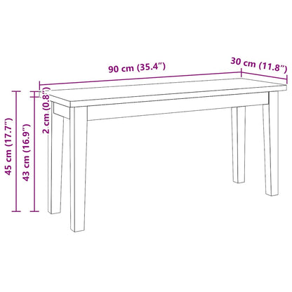 Bank 90 cm massief hout rubber