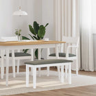 Eettafelbank 90 cm massief rubberhout wit