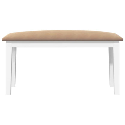 Bank 90 cm massief hout rubber wit