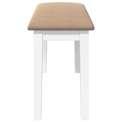 Bank 90 cm massief hout rubber wit