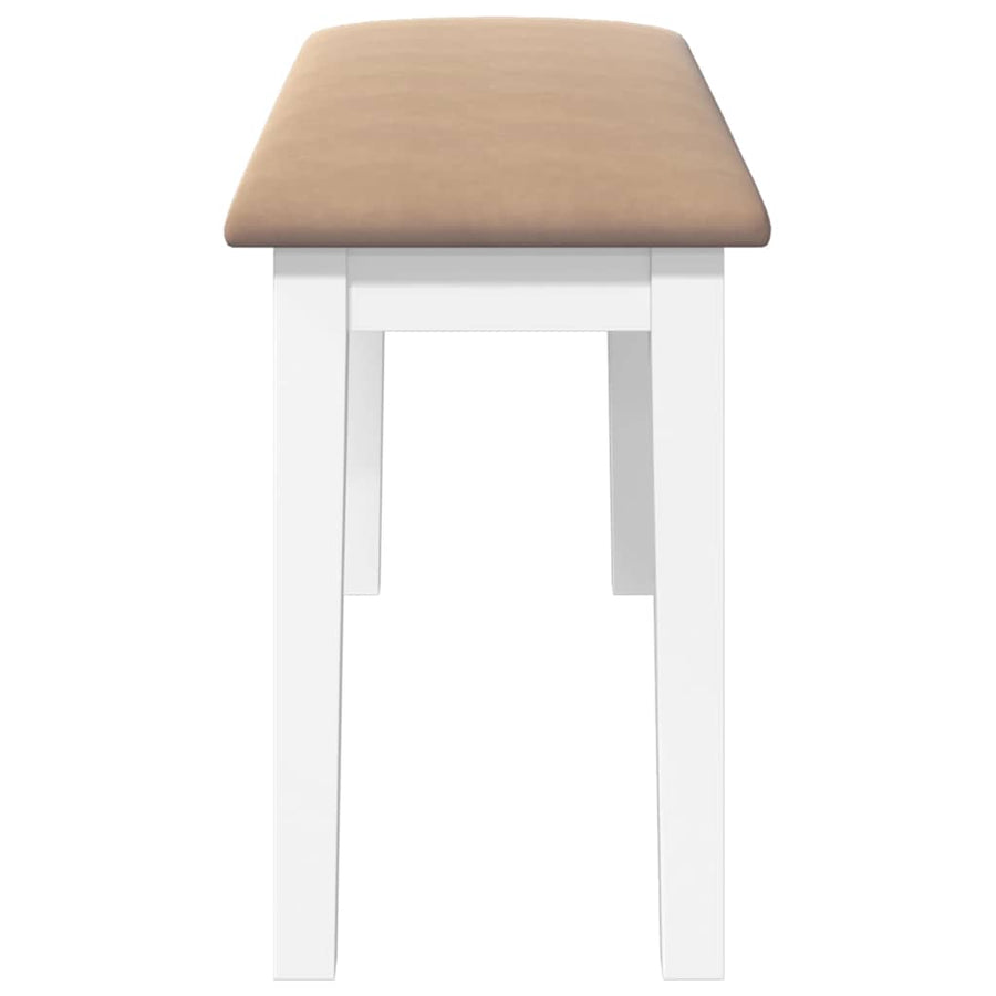 Bank 90 cm massief hout rubber wit