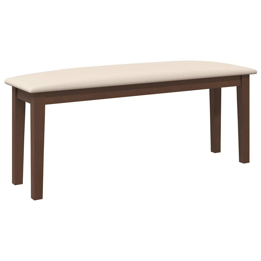 Bank 110 cm massief hout rubber bruin