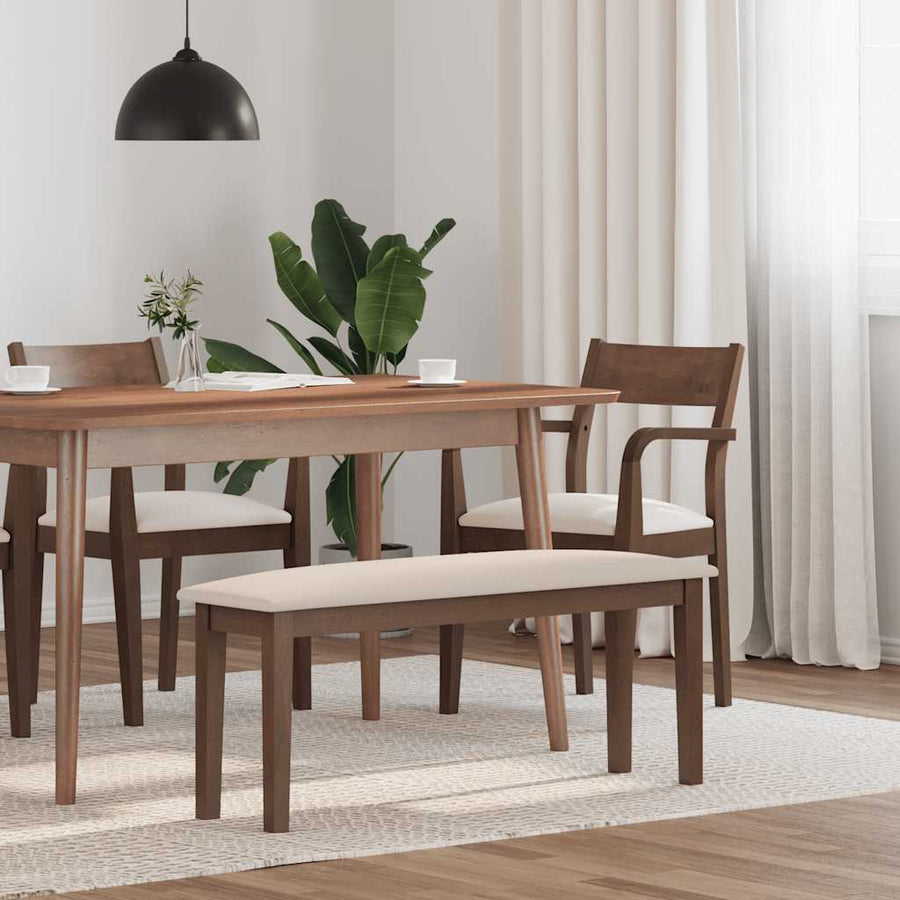 Bank 110 cm massief hout rubber bruin
