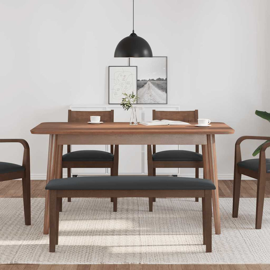 Bank 110 cm massief hout rubber bruin