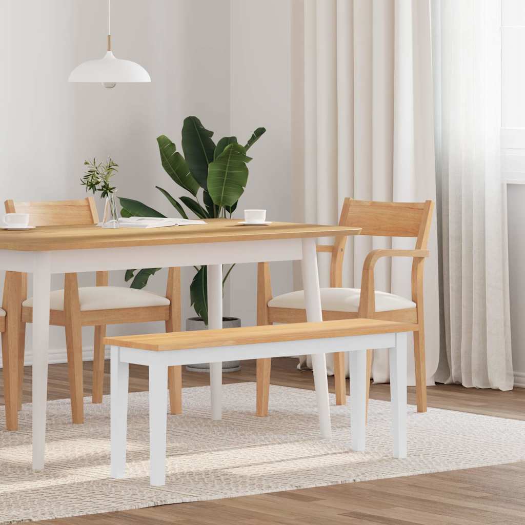 Bank 110 cm massief hout wit rubber