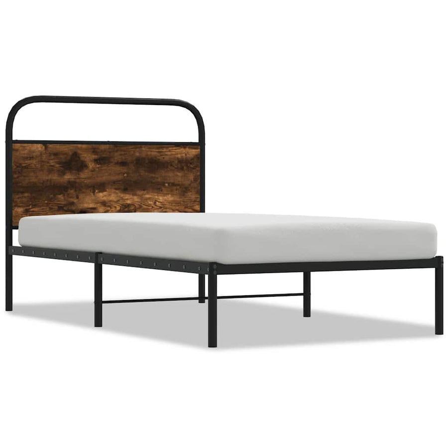 Bedframe zonder matras bewerkt hout gerookt eiken 90x190 cm