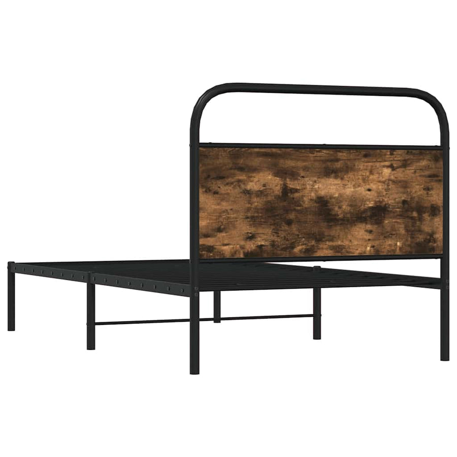 Bedframe zonder matras bewerkt hout gerookt eiken 90x190 cm