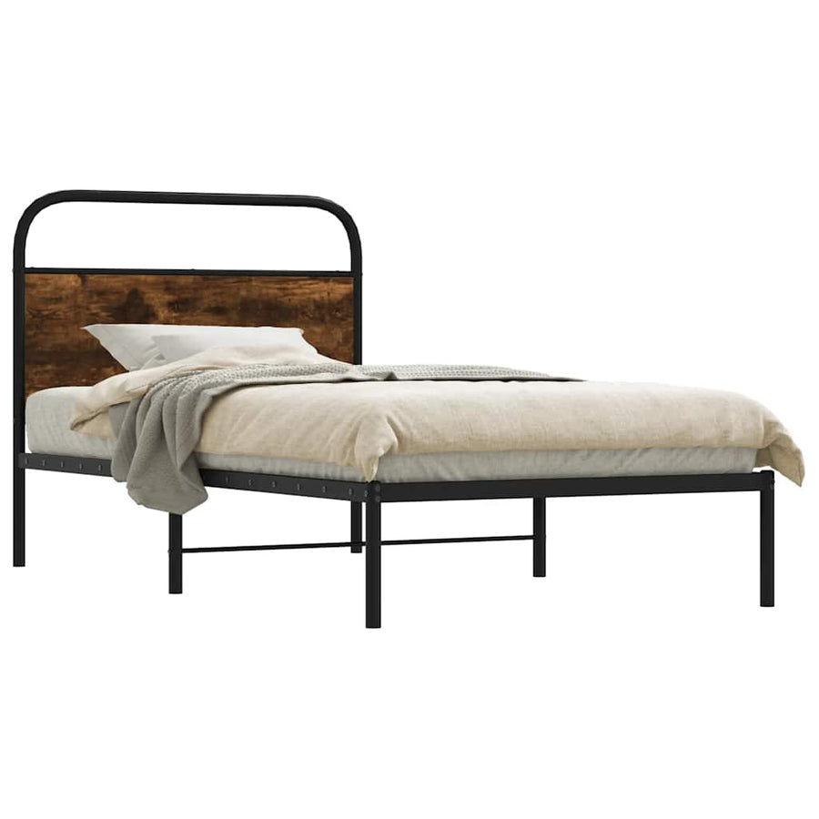 Bedframe zonder matras bewerkt hout gerookt eiken 90x190 cm