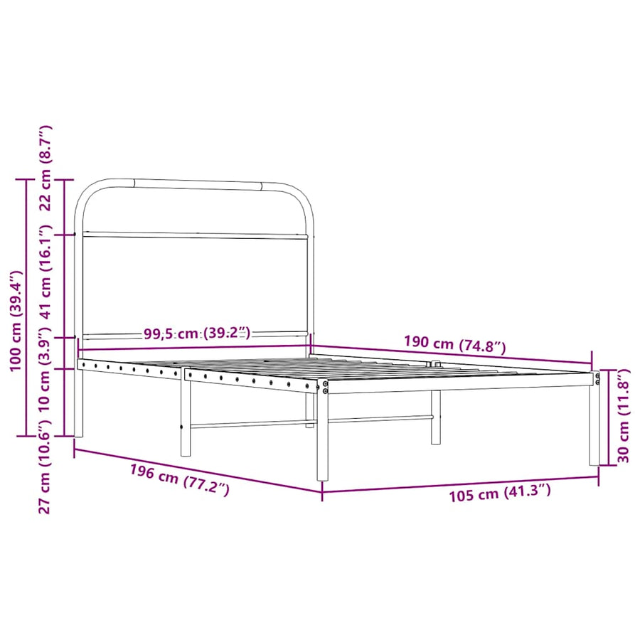 Bedframe zonder matras bewerkt hout gerookt eiken 100x190 cm