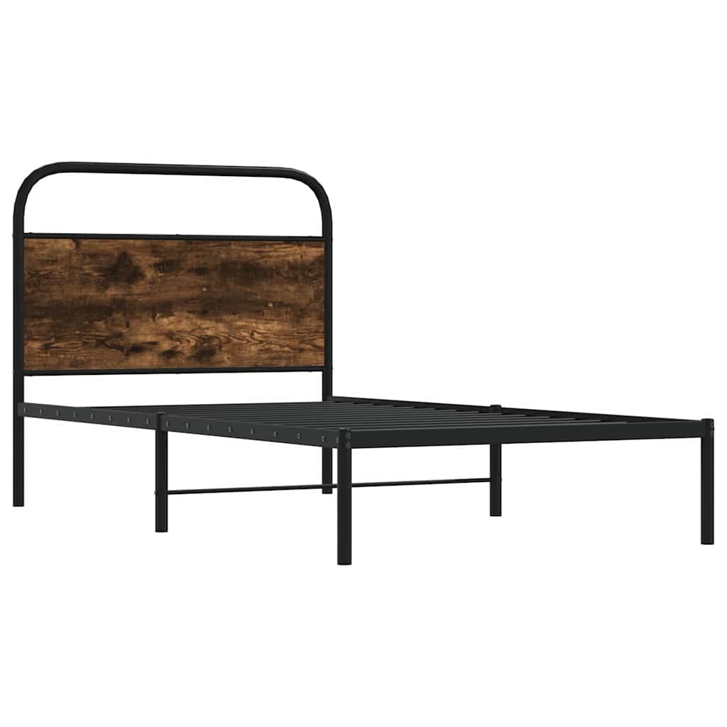 Bedframe zonder matras bewerkt hout gerookt eiken 107x203 cm