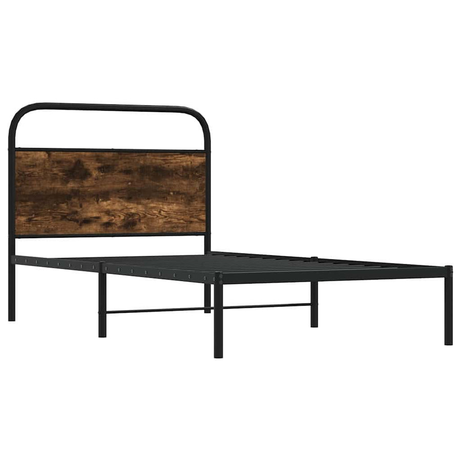 Bedframe zonder matras bewerkt hout gerookt eiken 107x203 cm