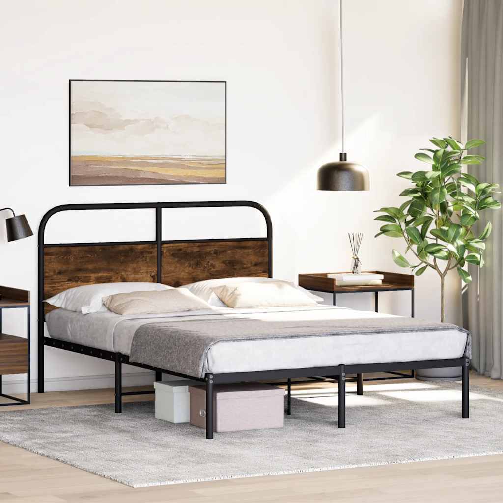 Bedframe zonder matras bewerkt hout gerookt eiken 120x190 cm