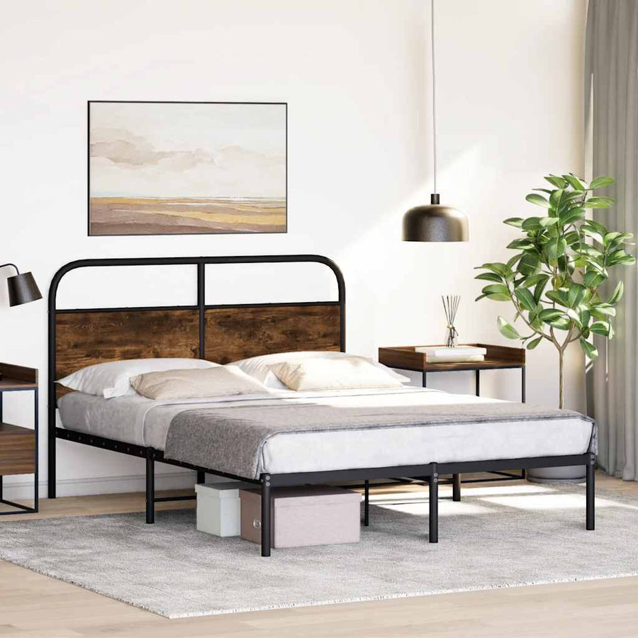 Bedframe zonder matras bewerkt hout gerookt eiken 120x190 cm