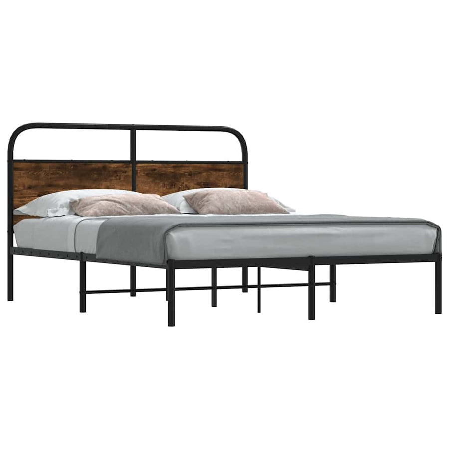 Bedframe zonder matras bewerkt hout gerookt eiken 120x200 cm