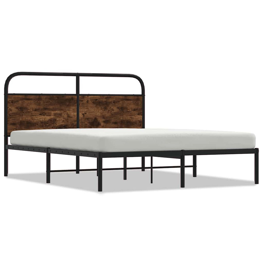Bedframe zonder matras bewerkt hout gerookt eiken 150x200 cm