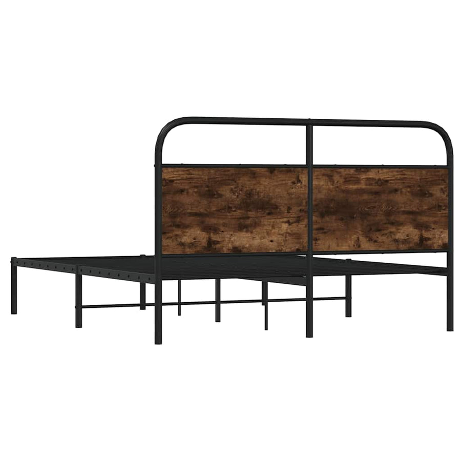 Bedframe zonder matras bewerkt hout gerookt eiken 150x200 cm